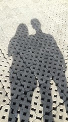 brick stone with couple shadow