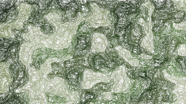 Abstract camouflage background forms by animated wavy crayon hatches. From white to khaki green colors.