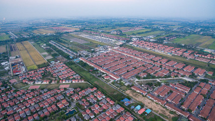 Obraz premium aerial view of home village in thailand use for land development