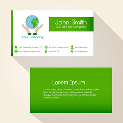simple save the planet green business card design eps10