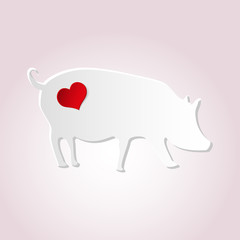 love pig from paper simple silhouette icon eps10