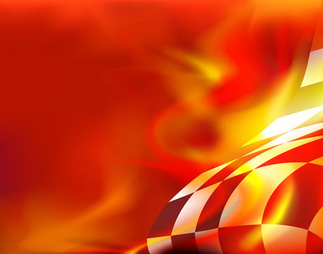 checkered with flames