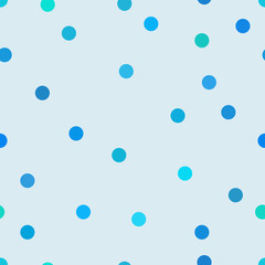 Small circles in soft blue colors. Cute polka dot. Vector seamless pattern. 