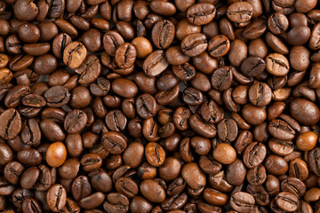 Obraz premium Texture of coffee beans close-up