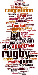 Rugby word cloud concept. Vector illustration