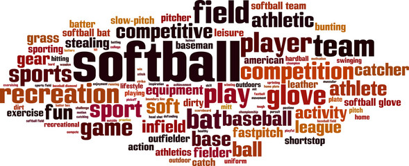Softball word cloud concept. Vector illustration