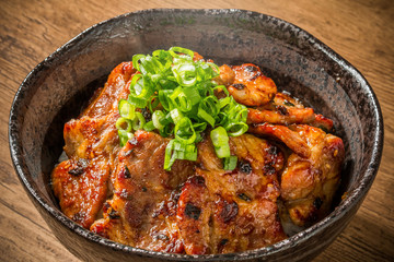 ブランド豚肉で作る豚丼 Delicious food of pork bowl Japan