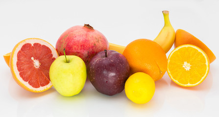 Fruits on white background