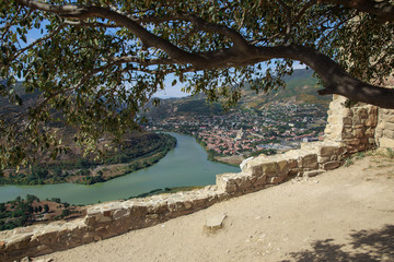 Confluence of two rivers - Kura and Aragvi. Mtskheta, Georgia