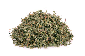 dried oregano leaves on a white background
