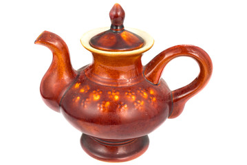 Teapot brown on a white background , isolated