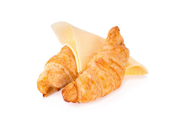 Fresh croissants on white background