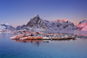 Reine on the Lofoten islands in northern Norway in winter