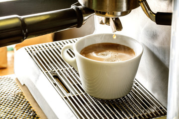 Preparation process of hot coffee.