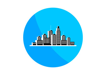 Round city icon on white background