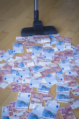 Vacuum cleaner and euro notes