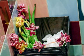 Flowers in bin