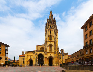 Fototapeta na wymiar Cathedral of San Salvador in summer. Oviedo