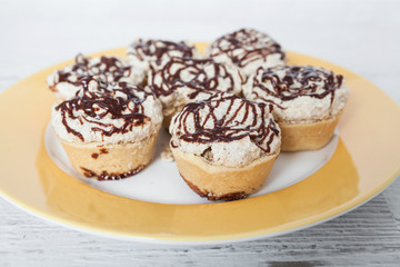 Homemade Cupcake Vanilla Cream ant Chocolate Topping