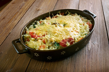 casserole of rice, vegetables