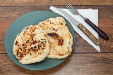 Homemade tortilla with meat and vegetables