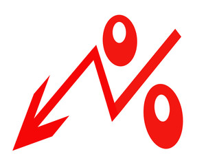 Red percent sign on white background