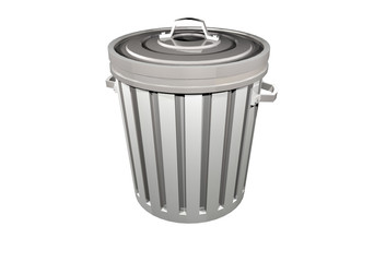 the image of the metal garbage container on white background