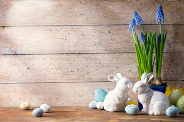 art Easter bunny and Easter eggs