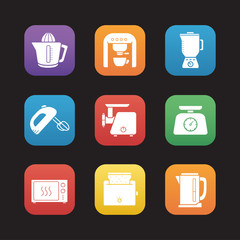Kitchen electronics flat design icons set