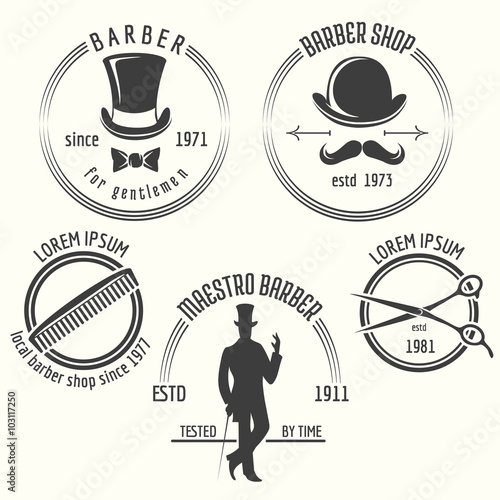 "Gentleman Barber Shop Labels Gentleman Label Badge