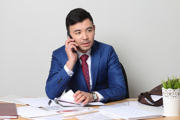 Asian businessman is working