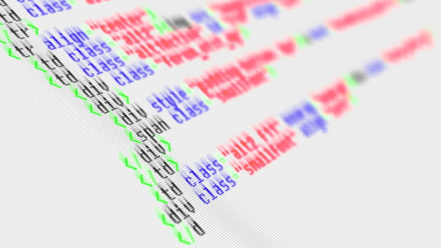 Program code running down on computer screen