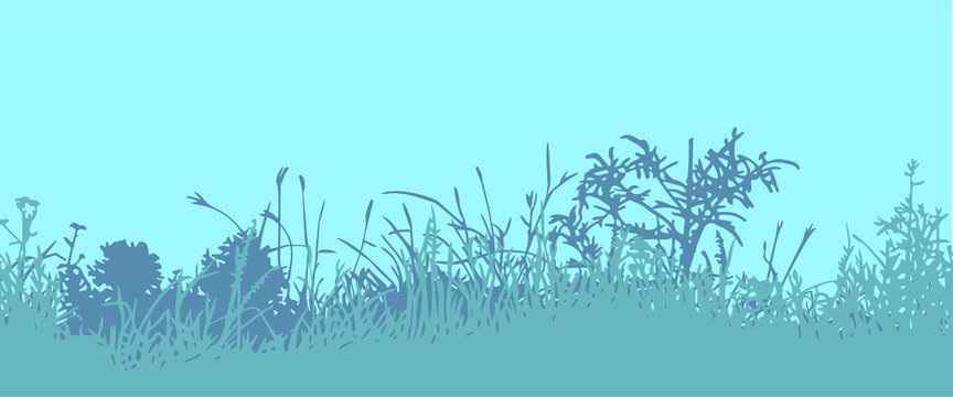 Grass. Horizontal Seamless Pattern 