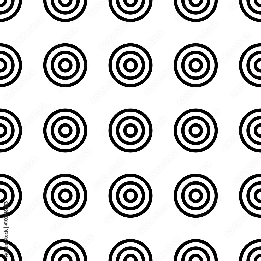 Poster geometry seamless pattern with concentric circles. black and white target seamless pattern.