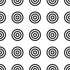 Geometry seamless pattern with concentric circles. Black and white target seamless pattern.