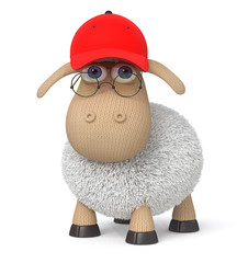 Naklejka premium ridiculous 3d lamb in a baseball cap