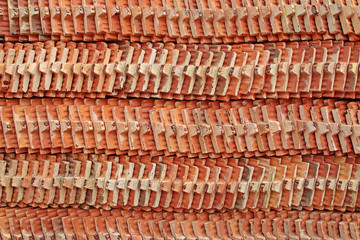 Stacks of roof tiles.