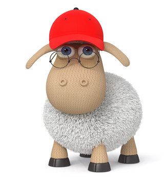 ridiculous 3d lamb in a baseball cap