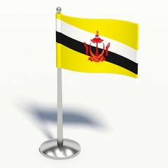 brunei small Flag. 3d illustration on a white background.
