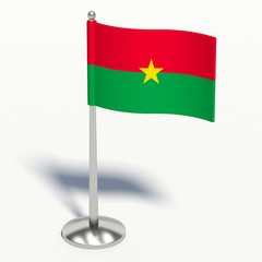 Burkina Faso small Flag. 3d illustration on a white background.