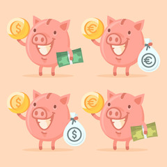 Piggy bank holding money