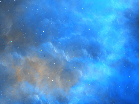 Blue glowing nebula fractal