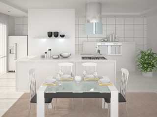 Fototapeta na wymiar Illustration of modern style kitchen.