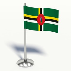Dominica small Flag. 3d illustration on a white background.