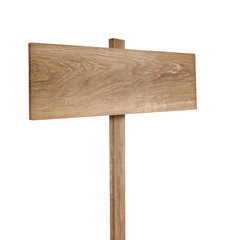 Wooden sign isolated on white