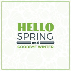 Spring Vintage Retro Style Typographic Badge or Label. Spring Vector Illustration. Hello Spring. Greeting Card Design