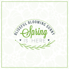 Naklejka premium Spring Vintage Retro Style Typographic Badge or Label. Spring Vector Illustration. Hello Spring. Greeting Card Design