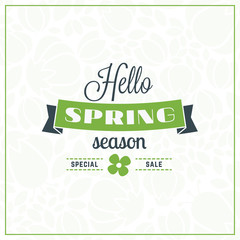 Spring Vintage Retro Style Typographic Badge or Label. Spring Vector Illustration. Hello Spring. Greeting Card Design