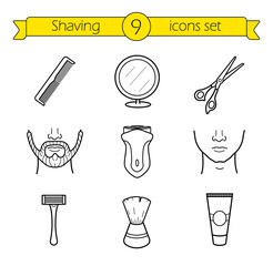 Shaving linear icons set