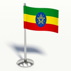 Ethiopia small Flag. 3d illustration on a white background.